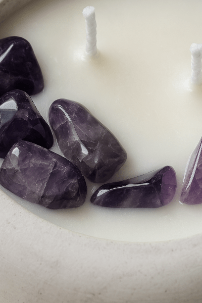 Vela Aromatica Preciosa Amatista en Cuenco Luna - Mini Talla - ZAEVA