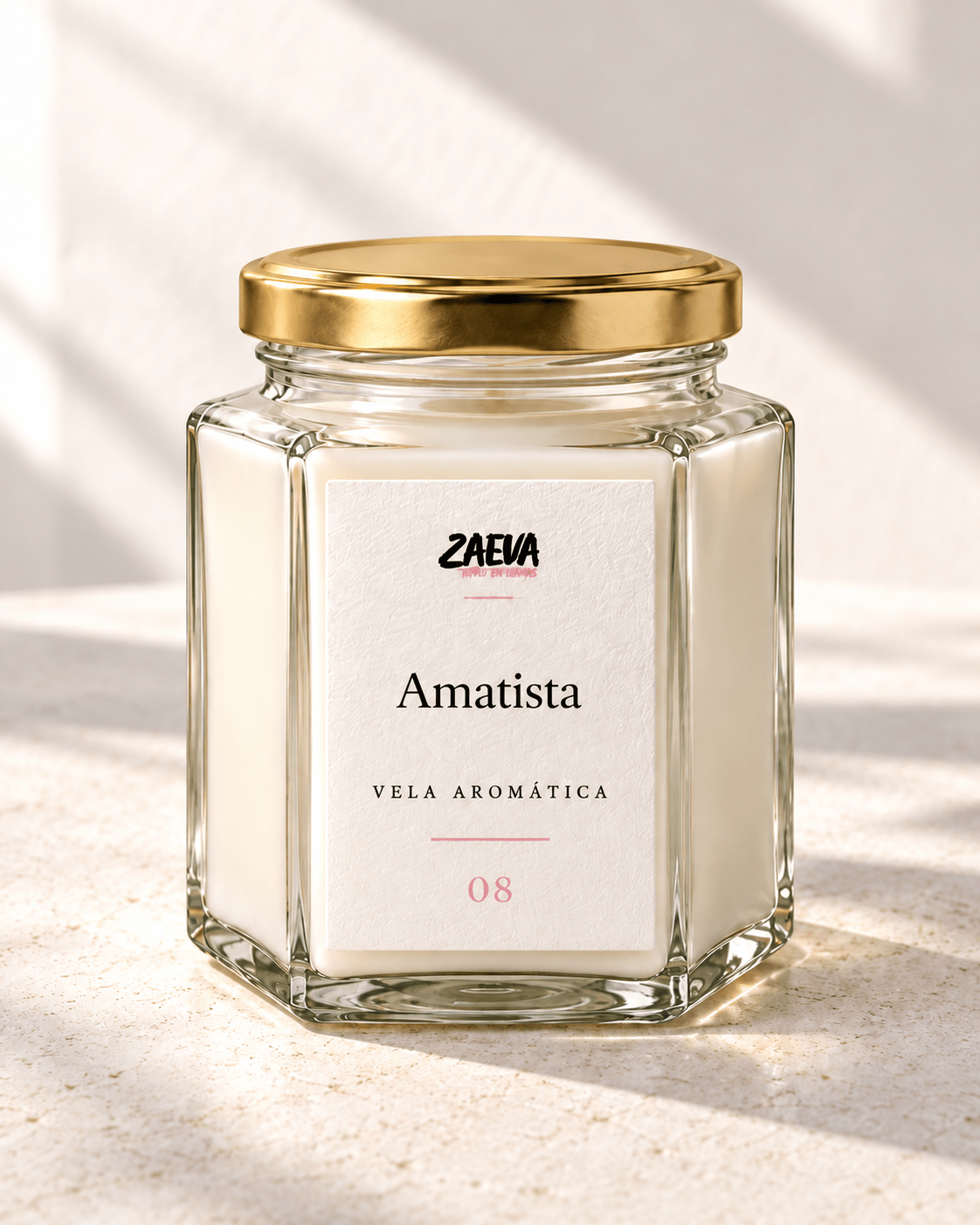 Vela ZAEVA Amatista en tarro hexagonal