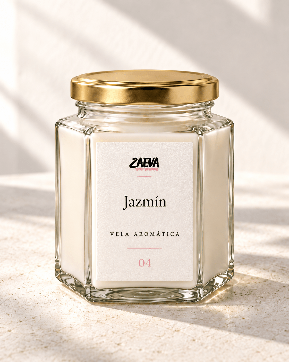 Vela ZAEVA Jazmín en tarro hexagonal