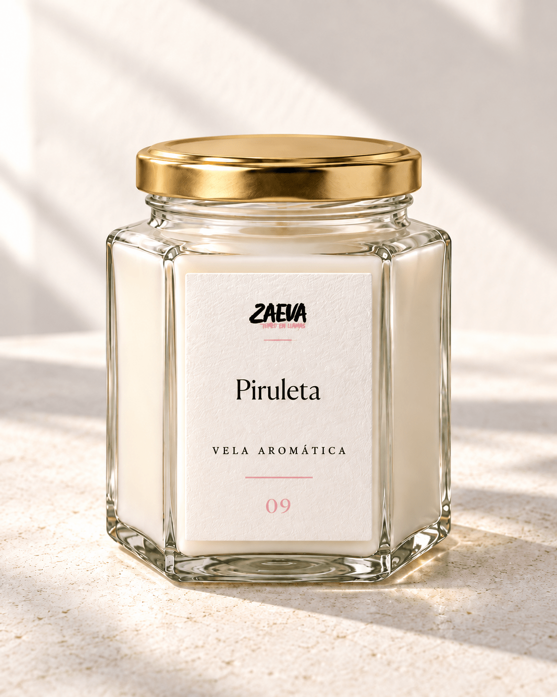 Vela ZAEVA Piruleta en tarro hexagonal