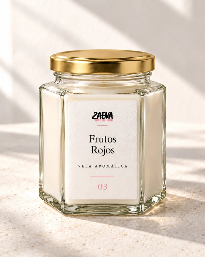 Vela ZAEVA Frutos Rojos, vista frontal