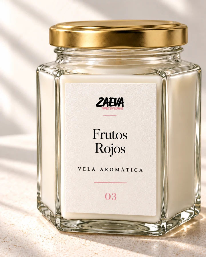 Vela ZAEVA Frutos Rojos, fotografía de detalle
