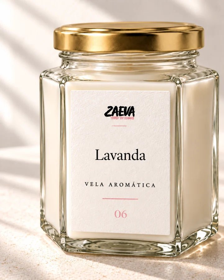 Vela ZAEVA Lavanda, fotografía de detalle