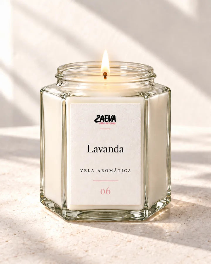 Vela ZAEVA Lavanda, fotografía de detalle