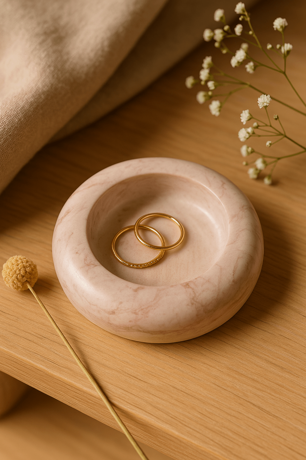 Cuenco Decorativo Luna 🌙 con Estilo Cuarzo Rosa - ZAEVA