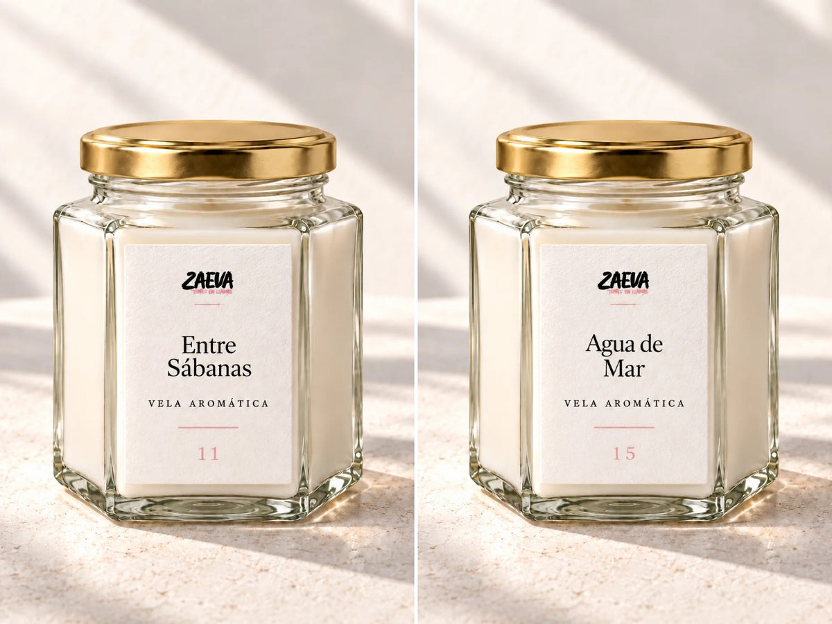 Pack 2 velas aromáticas de soja Entre Sábanas + Agua de Mar (2 × 200 g)