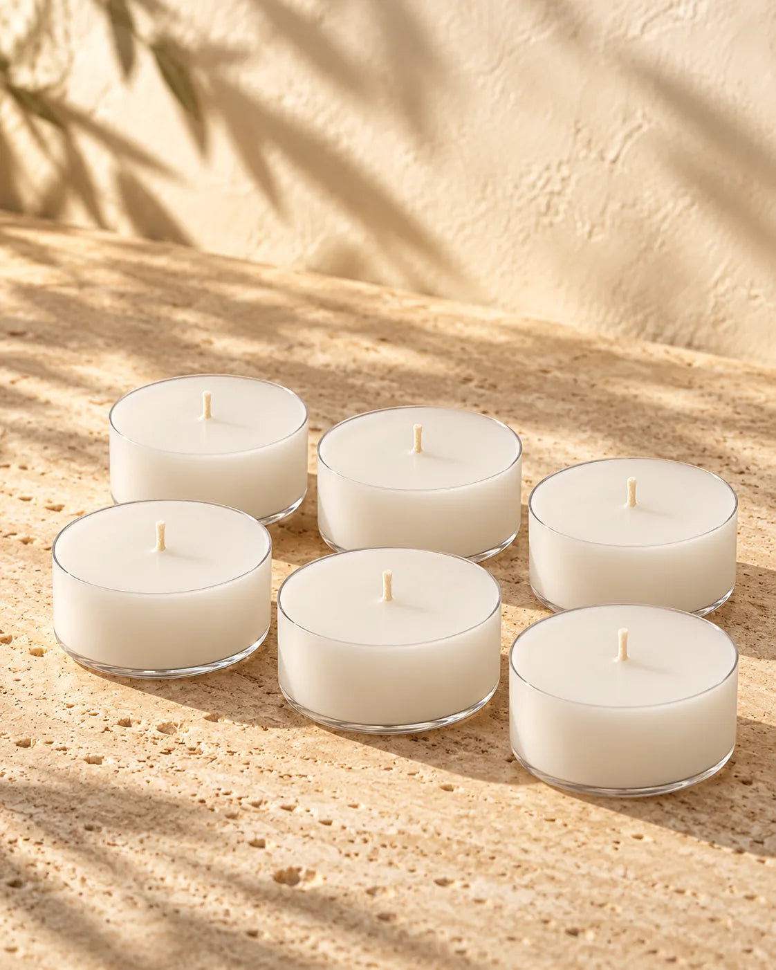 Pack de 6 velas de té ZAEVA transparentes sin aroma