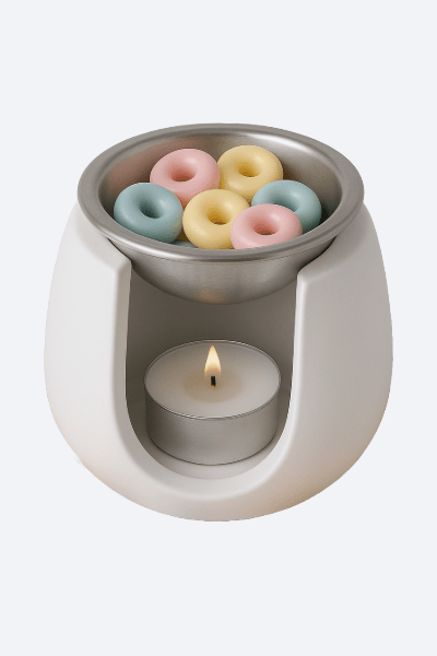 Quemador de Esencias OVAL en Cemento Blanco + Regalo Wax Melts y Velas 🎁 - ZAEVA