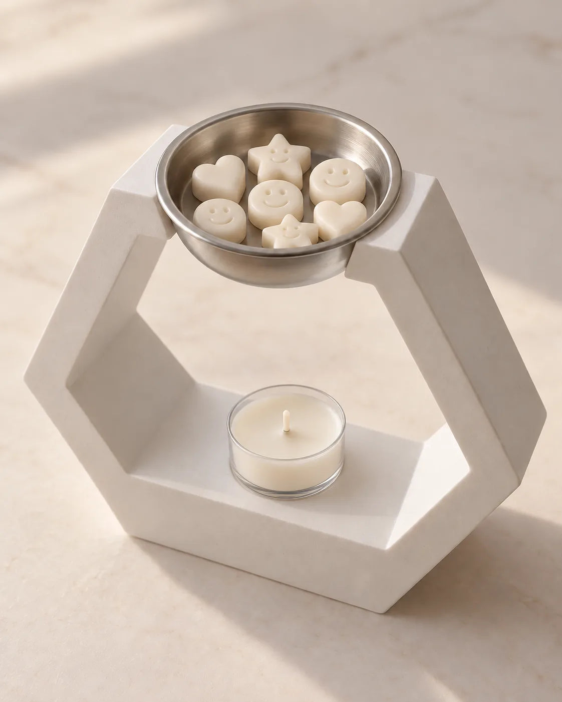 Quemador ZAEVA Arco de diseño geométrico con plato metálico y vela de té