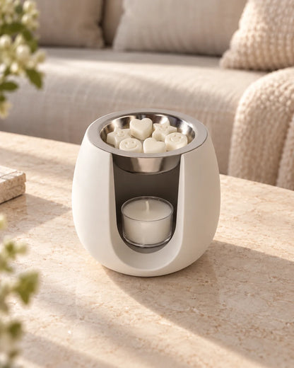 Quemador artesanal ZAEVA Onda de resina blanca para wax melts