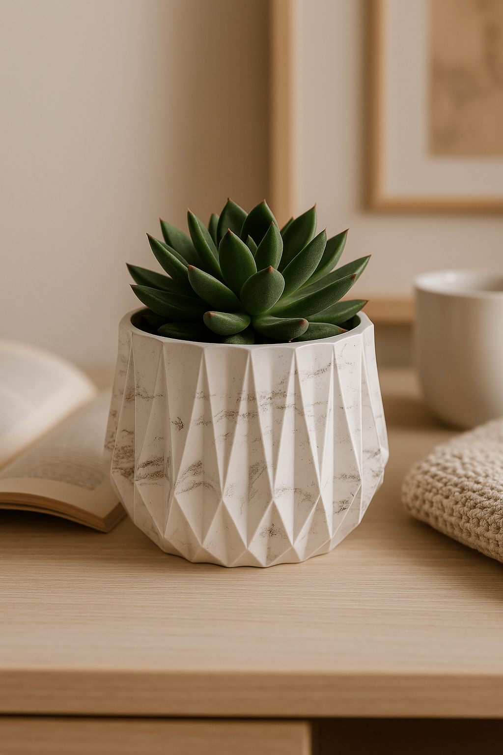 Recipiente Decorativo L Marmoleado| Rosado | Blanco - ZAEVA
