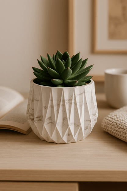 Recipiente Decorativo L Marmoleado| Rosado | Blanco - ZAEVA
