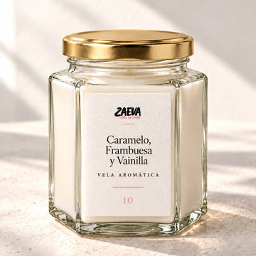 Vela aromática Caramelo, Frambuesa y Vainilla