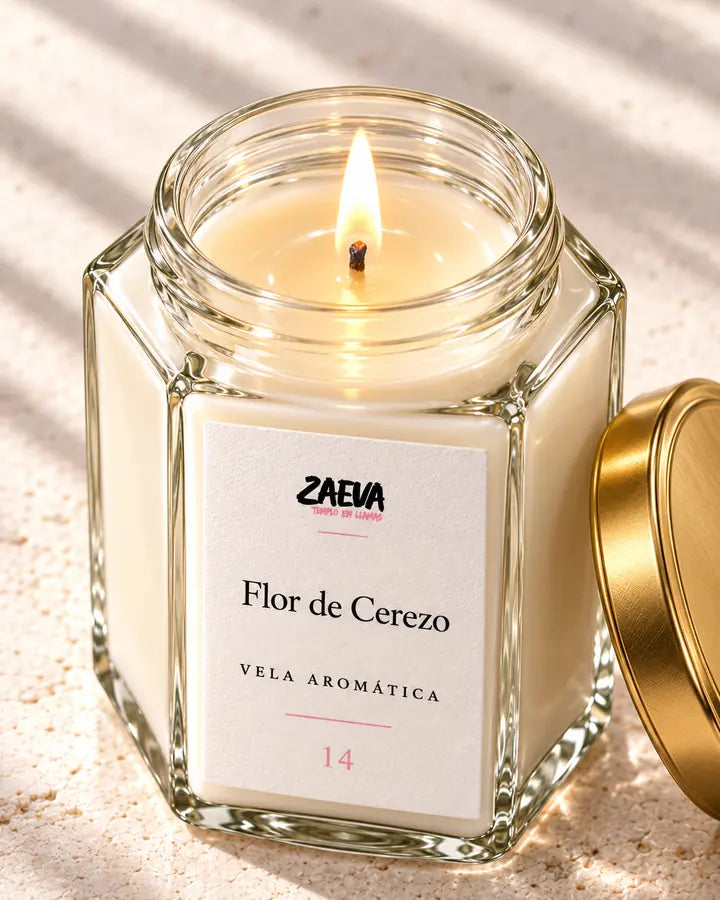 Vela ZAEVA Bambú y Flor de Cerezo, fotografía de detalle