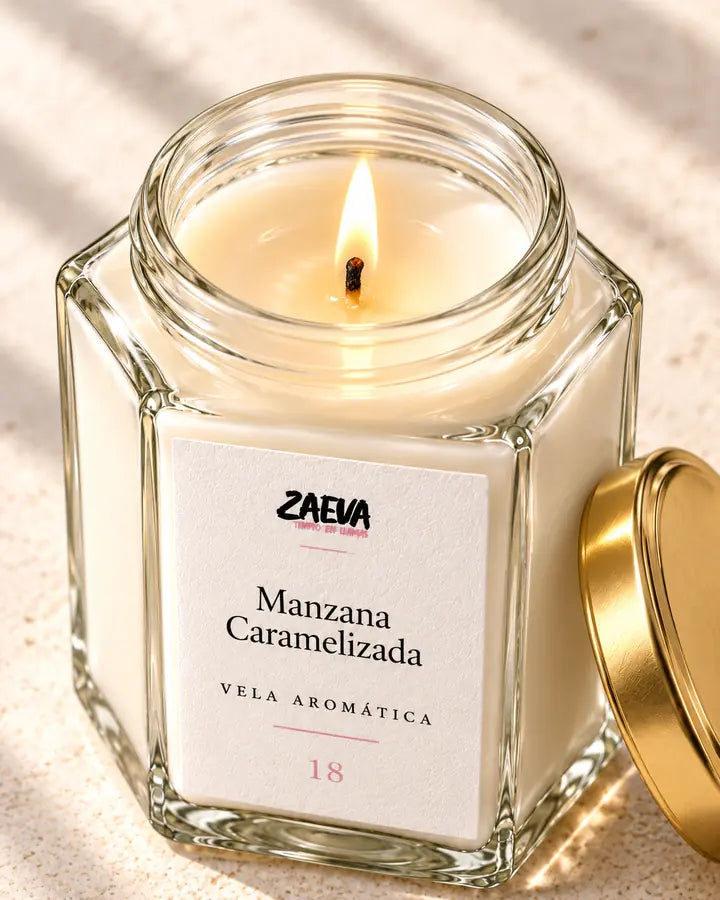 Vela ZAEVA Manzana Caramelizada, fotografía de detalle